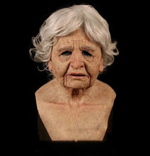 Load image into Gallery viewer, Old man mask white hair white beard headgear halloween
