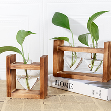 Load image into Gallery viewer, Creative Heart-shaped Hydroponic Vase Glass Wood Flower
