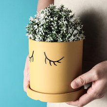 Load image into Gallery viewer, Ceramic Abstract Eyelashes Round Flower Pot Indoor Cactus Succulent Art Flower Pot
