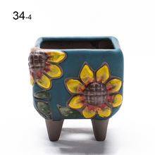 Load image into Gallery viewer, Hand Painted Sunflower Retro Trumpet Cute Mini Flower Pot Ceramic
