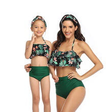 Load image into Gallery viewer, Parent-child Swimsuit Printed High Waist Bikini Ruffled Mother And Daughter Swimwear
