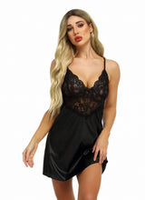 Load image into Gallery viewer, Women's Sleepwear Erotic Clothes Sexy Black Dress Plus Size Lace Night Lingerie Temptation Underwear Nightdress Pijama Mujer

