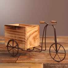 Load image into Gallery viewer, Idyllic Wrought Iron Indoor Pendulum Table Tricycle Wooden Flower Pot Stand
