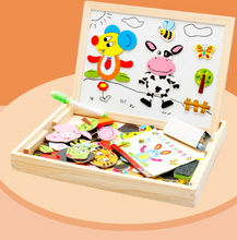 Load image into Gallery viewer, Wooden Magnetic Puzzle Toys Children 3D Puzzle Box Figure Animals Circus Writing Drawing Board Learning Education Toys For Kids

