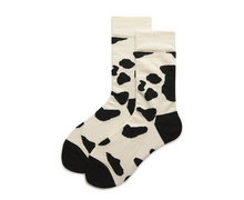 Load image into Gallery viewer, Leopard Dalmatian Black White Cotton Crew Socks
