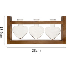 Load image into Gallery viewer, Creative Heart-shaped Hydroponic Vase Glass Wood Flower
