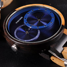 Load image into Gallery viewer, BOBO BIRD Thin Men Watch Original Wood Watches 2 Time Zone Display Quartz Wristwatch horloges mannen
