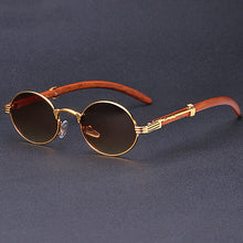 Load image into Gallery viewer, Retro Wood-like Sunglasses Small Round Frame

