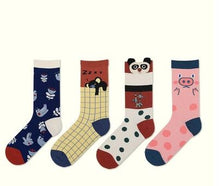 Load image into Gallery viewer, Zoo cartoon illustration female socks cute trendy socks cotton socks in tube socks
