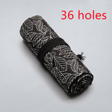 Load image into Gallery viewer, Black Leaf Canvas Printing Pen Curtain Large Capacity Pencil Case Stationery Bag
