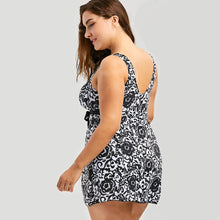 Load image into Gallery viewer, Print plus-size skirt split swimsuit
