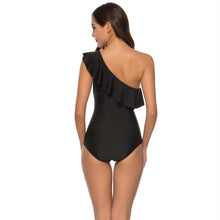 Load image into Gallery viewer, Shoulder ruffled solid color bikini
