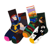Load image into Gallery viewer, French Illustration Design Abstract Oil Painting Cotton Socks
