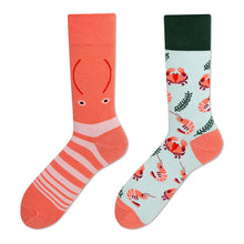 Load image into Gallery viewer, Asymmetrical Color Retro Personality Male And Female Couple Mid-length Cotton Socks

