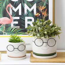 Load image into Gallery viewer, Nordic Style Glass Vase, Cement Flower Pot With Tray, Cute Personality, Green Radish
