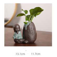 Load image into Gallery viewer, Vase Glass Transparent Water Culture Tabletop Ceramic Flower Pot
