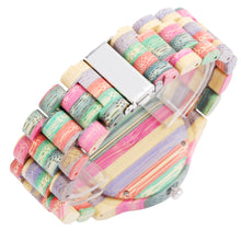 Load image into Gallery viewer, Large Dial Colorful Bamboo Skeleton Movement Quartz Wood Watch
