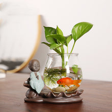 Load image into Gallery viewer, Vase Glass Transparent Water Culture Tabletop Ceramic Flower Pot
