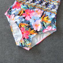Load image into Gallery viewer, Sexy Mesh One Piece Swimsuit High Cut Swimwear Women Floral Bathing Suit Patchwork Bikini
