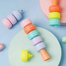 Load image into Gallery viewer, 6pcs Novelty Cookie Highlighter Pen Set Macaron Cake Fluorescent Color Marker Liner

