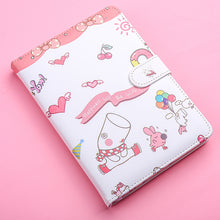 Load image into Gallery viewer, Kaba Bear Hippo Small White Magnetic Buckle Notebook Portable Notebook Girl Heart Creative Cute Hand Book
