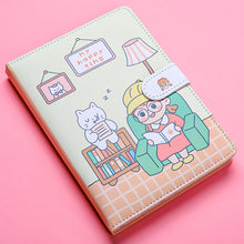 Load image into Gallery viewer, Kaba Bear Hippo Small White Magnetic Buckle Notebook Portable Notebook Girl Heart Creative Cute Hand Book
