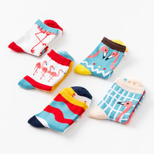 Load image into Gallery viewer, Vertical polka dot wavy flamingo cotton tube stockings
