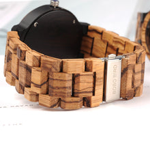 Load image into Gallery viewer, Relogio masculino BOBO BIRD Wood Watch Men erkek kol saati Week Display Date Quartz Watches Wooden Accept Logo Drop Shipping
