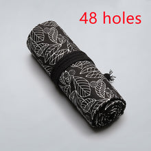 Load image into Gallery viewer, Black Leaf Canvas Printing Pen Curtain Large Capacity Pencil Case Stationery Bag
