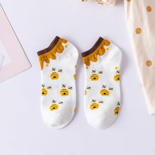 Load image into Gallery viewer, Cartoon Little Bee Boat Socks Pure Female Embroidery Combed Cotton Socks
