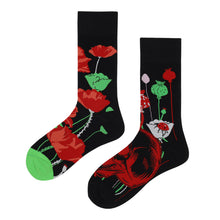 Load image into Gallery viewer, Asymmetrical Color Retro Personality Male And Female Couple Mid-length Cotton Socks
