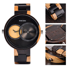 Load image into Gallery viewer, BOBO BIRD Thin Men Watch Original Wood Watches 2 Time Zone Display Quartz Wristwatch horloges mannen

