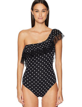 Load image into Gallery viewer, Sexy ruffled shoulder polka dot one-piece triangle swimsuit
