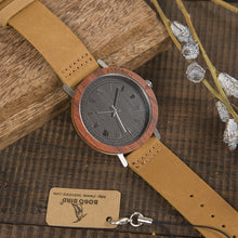 Load image into Gallery viewer, BOBO BIRD wood table handmade bamboo wood leather belt original Japanese movement men's watch
