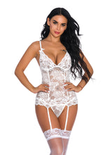 Load image into Gallery viewer, Women's Lace Sheer Sheer Corset Bodysuit
