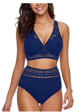Load image into Gallery viewer, One-piece high waist cutout lace bikini
