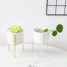 Load image into Gallery viewer, Metal Wrought Iron Flower Stand Ceramic Flower Pot
