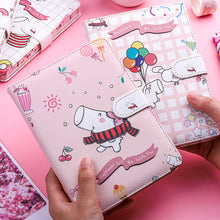 Load image into Gallery viewer, Kaba Bear Hippo Small White Magnetic Buckle Notebook Portable Notebook Girl Heart Creative Cute Hand Book
