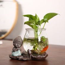 Load image into Gallery viewer, Vase Glass Transparent Water Culture Tabletop Ceramic Flower Pot
