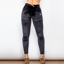 Load image into Gallery viewer, Shascullfites Melody push up black velvet pants women warm chenille track pants for winter butt lift suede flannel pants women
