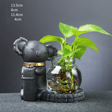 Load image into Gallery viewer, Glass Transparent Water Cultivation Green Dish Ware Flower Pot
