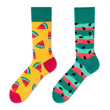 Load image into Gallery viewer, Asymmetrical Color Retro Personality Male And Female Couple Mid-length Cotton Socks
