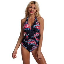 Load image into Gallery viewer, Conservative Cover Belly V-neck Strap Solid Color One-piece Swimsuit
