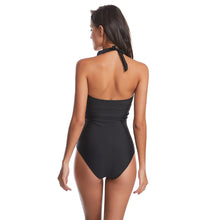 Load image into Gallery viewer, Conservative Cover Belly V-neck Strap Solid Color One-piece Swimsuit

