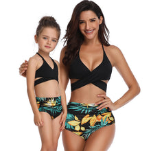 Load image into Gallery viewer, Parent-child Swimsuit Printed High Waist Bikini Ruffled Mother And Daughter Swimwear
