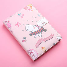Load image into Gallery viewer, Kaba Bear Hippo Small White Magnetic Buckle Notebook Portable Notebook Girl Heart Creative Cute Hand Book

