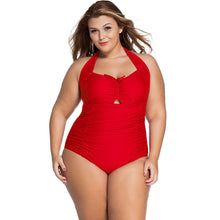 Load image into Gallery viewer, Women's Halterneck Sexy Gathered Plus Size One-piece Swimsuit
