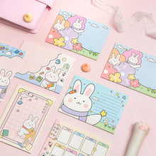 Load image into Gallery viewer, Cute Happy Rabbit Cartoon Plaid Note Stationery
