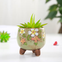 Load image into Gallery viewer, Hand Carved Ceramic Succulent Flower Pot
