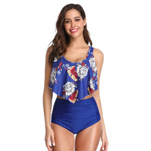 Load image into Gallery viewer, High Waist Printed Bikini Cross-border Foreign Trade Ruffled Split Swimsuit
